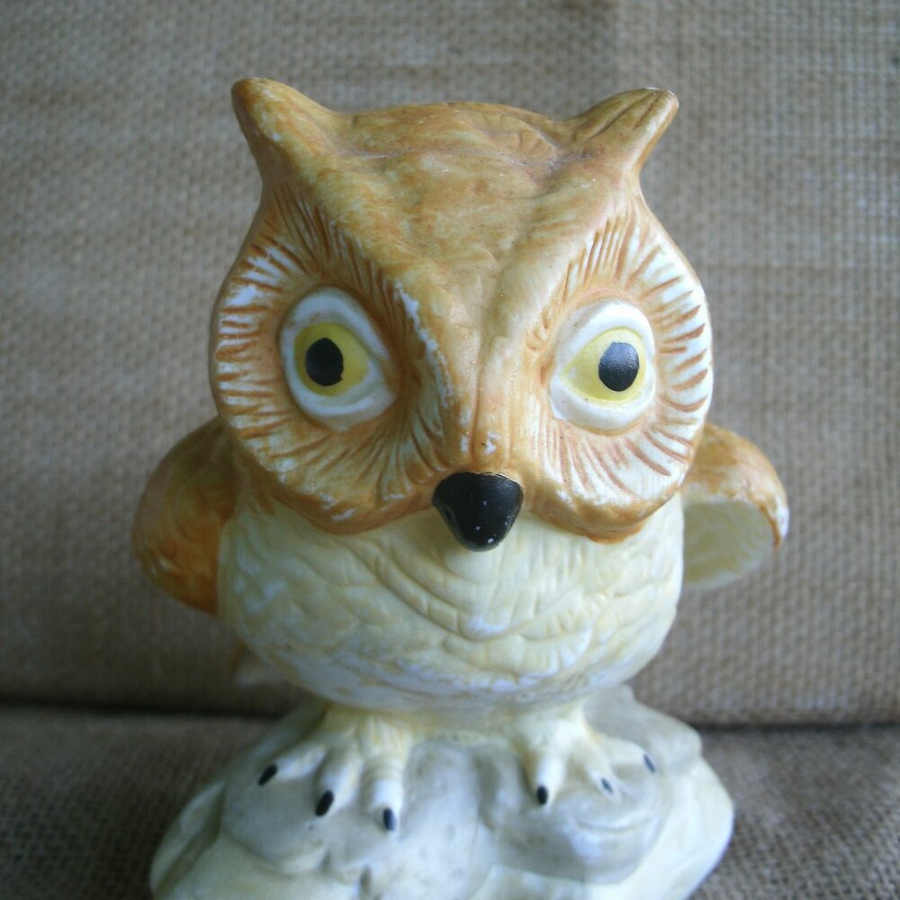 Vintage Homco Owl on Log Porcelain Figurine - Picture 9 of 16